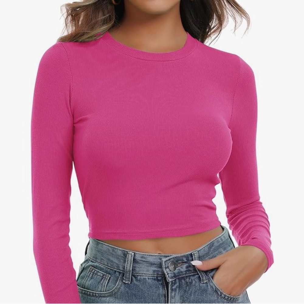 Aritzia - TNA - Pink - Long Sleeve Crop Top - NWT - Size S